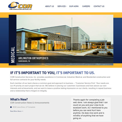 COR Construction - Website Design