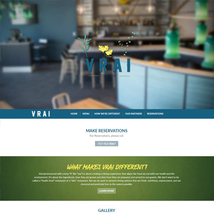 Vrai Restaurant - Website Design