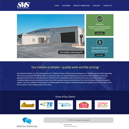 Sheet Metal Specialists Website - Industrial Website Design